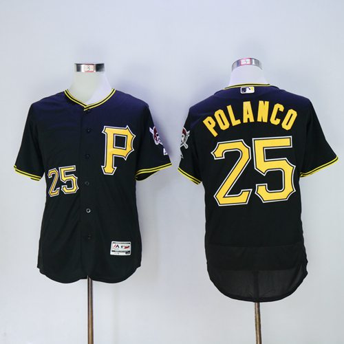 Pirates #25 Gregory Polanco Black Flexbase Authentic Collection Stitched MLB Jersey - Click Image to Close
